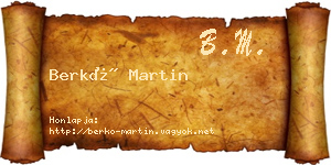 Berkó Martin névjegykártya